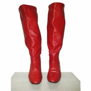 Vtg Leather Knee High Slouch Boots 8.5